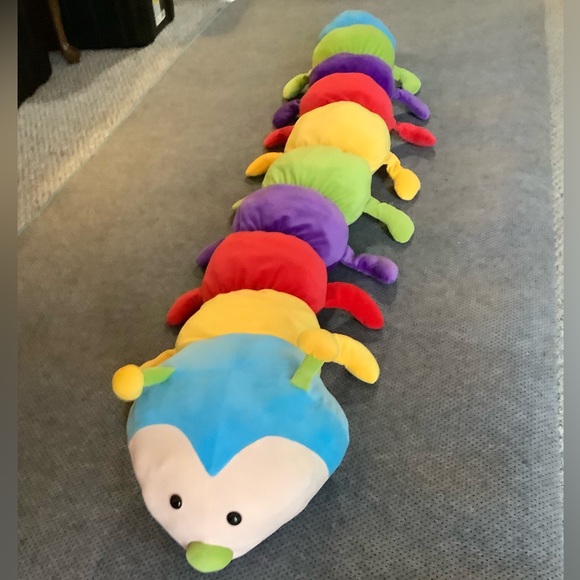 Beverly Hills Teddy Bear Co Jumbo Plush Caterpillar Colorful Stuffed Animal Toy - Picture 6 of 16